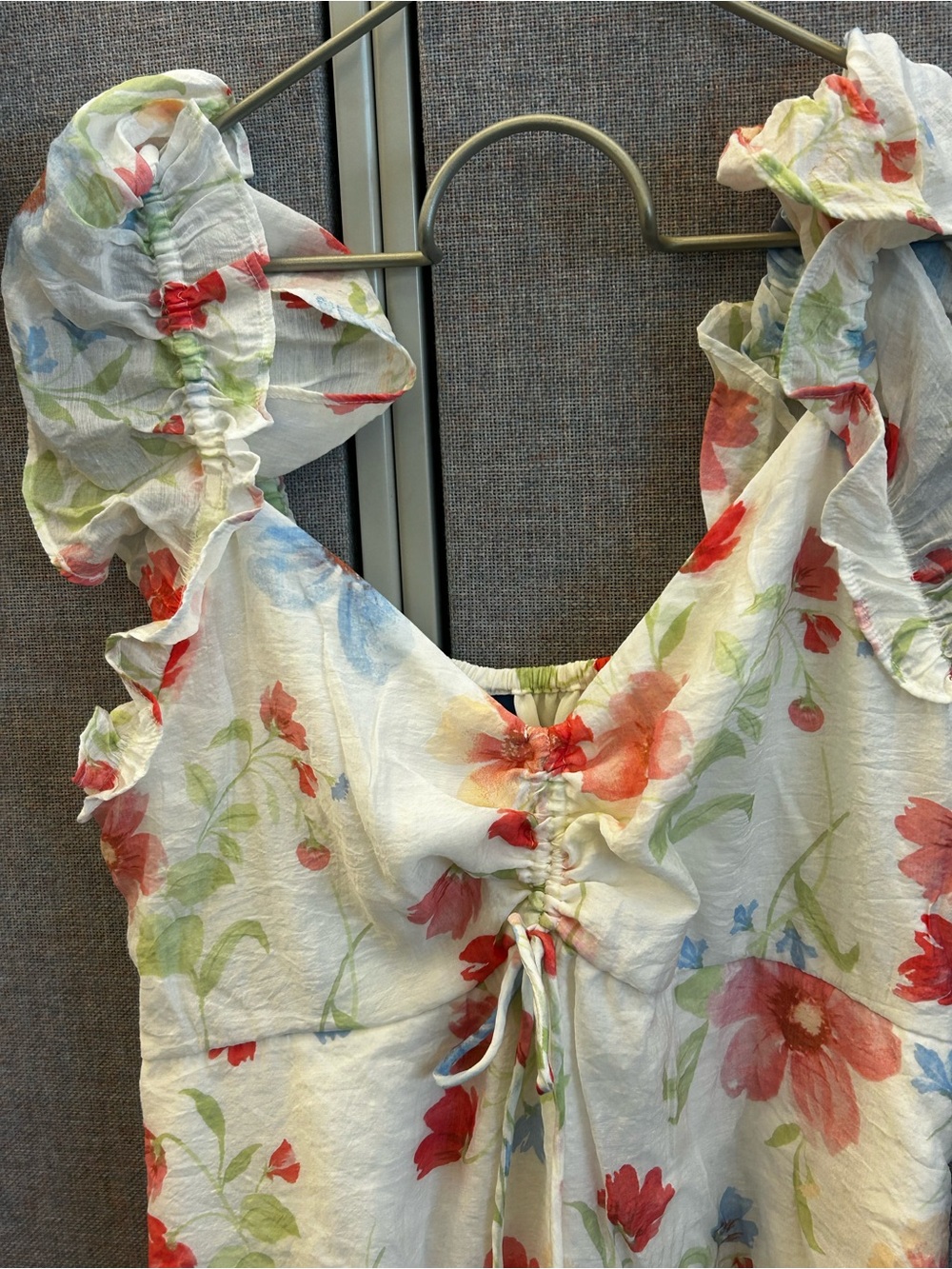 NWT old Navy Flutter sleeves fit  and flare Floral White Summer Sundress - Picture 5 of 5